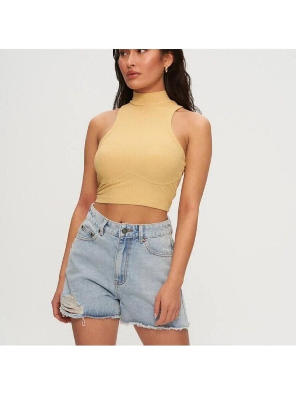Kuwallatee Sleeveless Mock-Neck Tank Anise Flower M